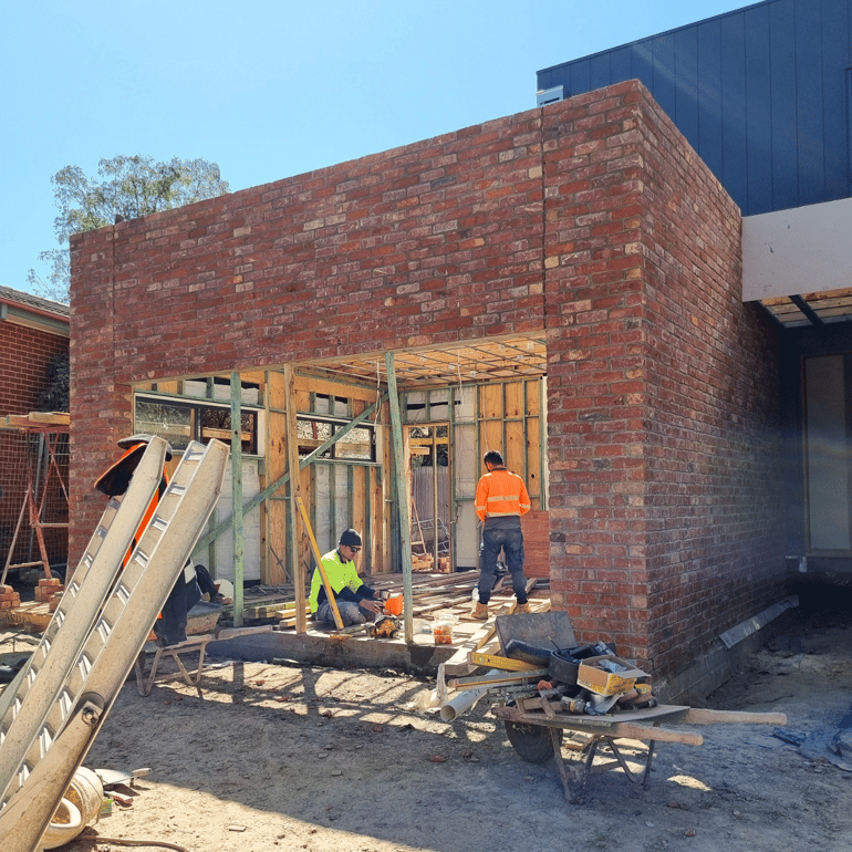 Brick Garage attached to Modular Home